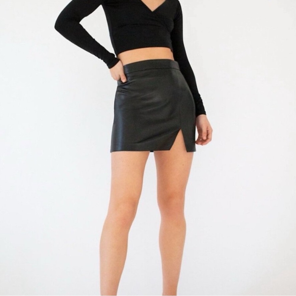 Wilfred Black faux leather Pencil Mini Skirt with Slit